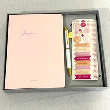 Gartner Studios Pisces Zodiac Notebook Set NIB with Pen  Stickers Pink Gold