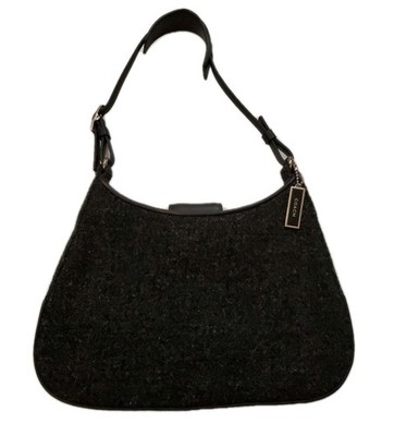 Vintage COACH Black Legacy West Hobo Black Gray Wool Leather