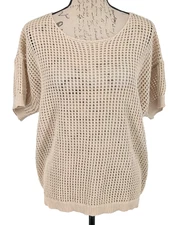 WISHLIST Top Large Cream Cotton Open Crochet  Oversized New With Tags