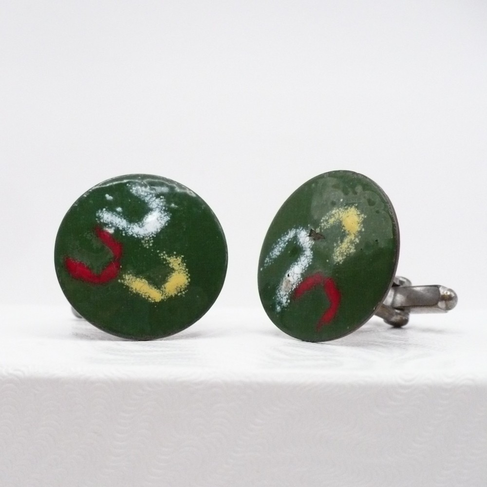 Color Code Copper Cufflinks Mid Century Vintage A… - image 1