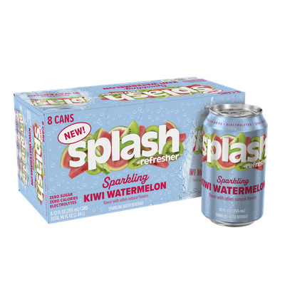 Splash Kiwi Watermelon Sparkling Water, 12 Fl Oz, 8 Cans