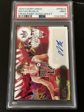 2024-25 Panini Court Kings Matas Buzelis Fresh Paint RC Violet Auto #24/49 PSA 9