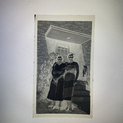 #ad Mother And Daughter Standing By Brick House Film Negative 2 5 8 x 4 1 2 Vtg 40s $19.99