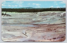 WY Yellowstone National Park, Norris Geyser Basin, Chrome Unp Sanborn Souvenir