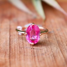 Natural Pink Ruby Gemstone Ring, 925 Sterling Pure Silver Ring, Rose Gold Pla