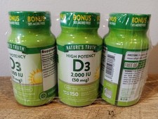 Nature's Truth High Potency Vitamin D3 50 mcg 2000 IU 150 Soft Gel Exp 12/2027