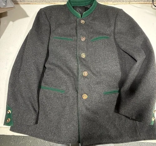 Handmade Bavarian Trachten Jacket for Men Vintage 1980s Austrian Loden Trachten - product listing photo