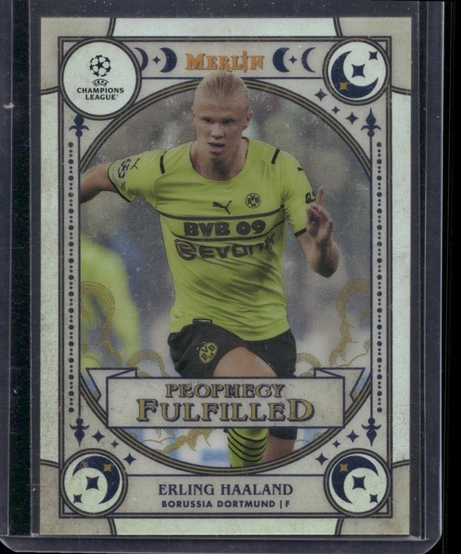 Erling Haaland 2021-22 Topps Merlin Chrome UEFA Prophecy Fulfilled Refractor
