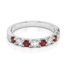 925 Sterling Silver Round 0.75 Ctw Garnet Half Eternity Women Engagement Ring