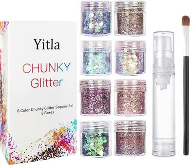 Yitla 8 Farben Gesicht Glitzer Kosmetik 10 Stück (1er Pack), mehrere Farben 