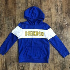 OshKosh B  Gosh Youth Kangaroo Pocket Hoodie Sweatshirt Logo Blue Yellow 12