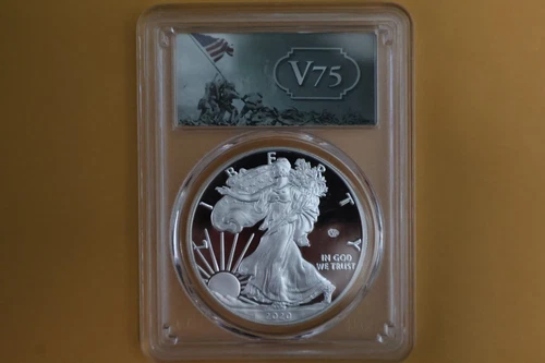 2020 W American Silver Eagle V75 WWII Privy Mark $1 PCGS PR69 DCAM FDI