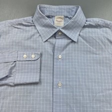 Vintage Brooks Brothers Shirt Mens 17.5 - 34 Golden Fleece Slim Blue Made In USA