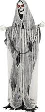 Animated Grim Reaper Halloween Decoration Life-Size w/ Red Eyes & Sounds