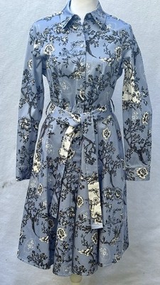 Madeleine Women s Belted Blue Floral Cotton Dress 4 -6 Office Siren Quite Money