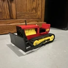 Tonka Pressed Steel Dozer Red Yellow Black Vintage Construction Toy
