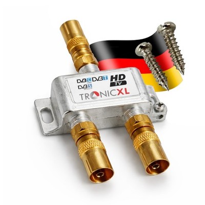 2-Fach F-Stecker Koax Antennenverteiler HD 4K Verteiler Sat Splitter Weiche DVB