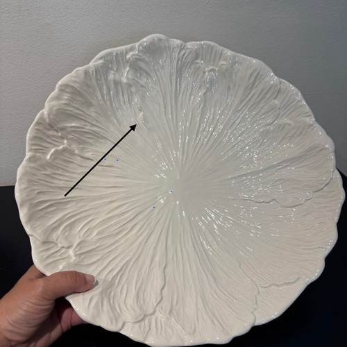 Vintage California Pottery Large Cabbage Leaf Platter Bowl Cottagecore 14.5 in - Picture 11 of 12