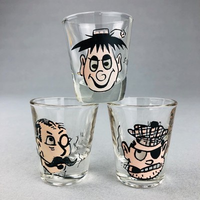MCM Anchor Hocking Shot Glasses x3 Novelty Googly Roving Eyes VTG 1950s Funny