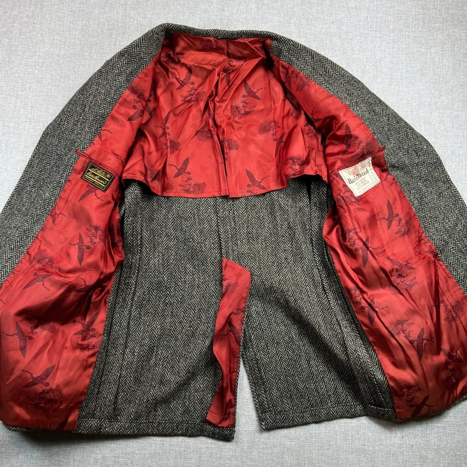 Abrigo Deportivo De Colección Eddie Bauer Harris Tweed Hombres 44L Gris Lana Espiga Escocés Foto 3 de 4