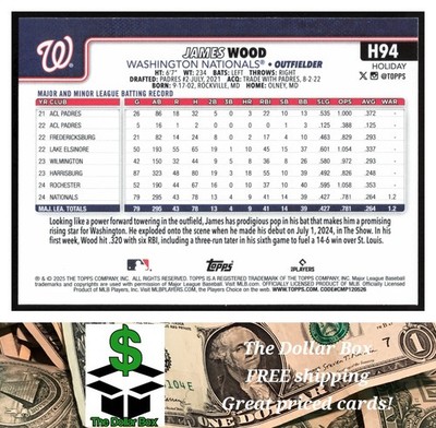 2025 Topps Holiday #H94 James Wood RC - Washington Nationals | eBay