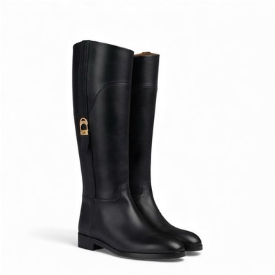 NIB Gucci Knee High Riding Boots 39.5 US 9.5 Black Leather  display picture 2