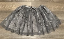 Children  s Place Kids Girl's 7/8 M Gray Tulle Skirt Glitter Polka Dot Waist Bow