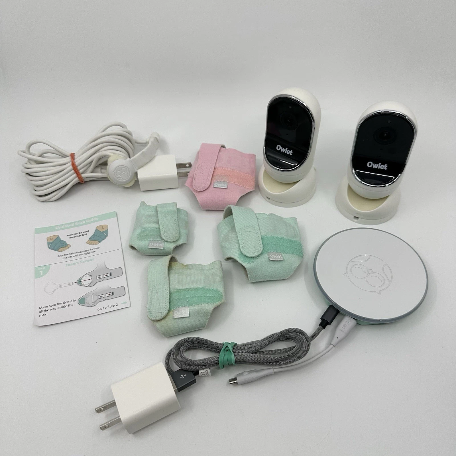 Owlet Dream Duo Baby Monitor Dream Sock Sizes 1 2 & 3 W/ 2 HD Video Wifi Camera