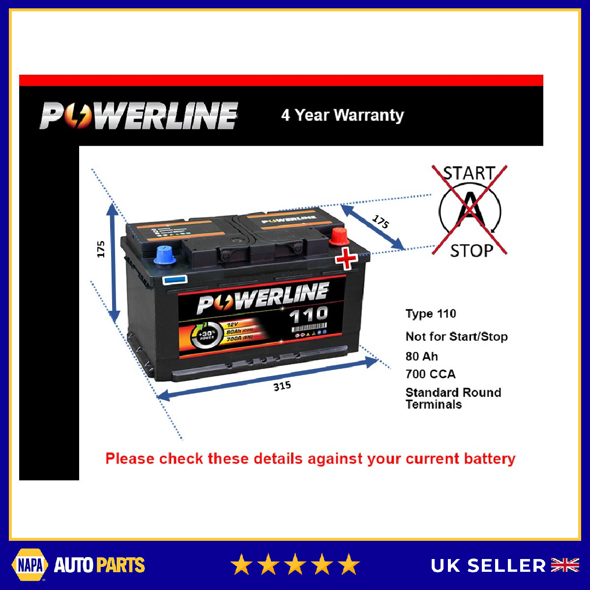 Battery fits RENAULT ESPACE LAGUNA TRAFIC VEL SATIS LATITUDE 110 700A