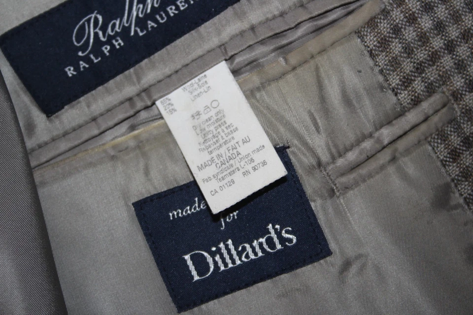 Abrigo deportivo Ralph Lauren para hombre 43L a cuadros guinga lana seda lino 2B 1 ventilación Foto 4 de 4