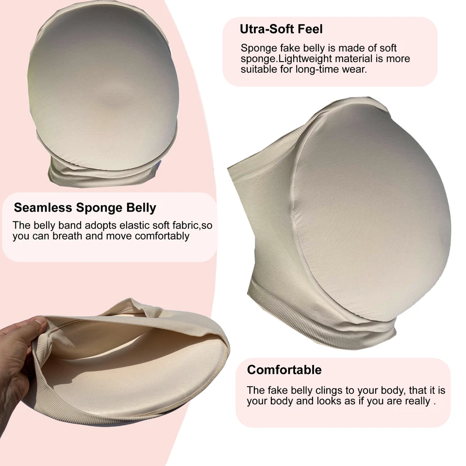 BIMEI New Seamless Fake Pregnancy Sponge Belly with Seamless Waistband Cosplay - Image 2 of 4