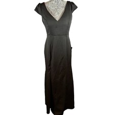 LULU'S Follow the Romance Black Cap Sleeve V-Neck Maxi Formal Dress NWT Size L