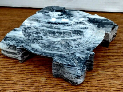 Grey & White Alabaster Stone Mandala Design 4 Holder Trinket Novelty Ashtray