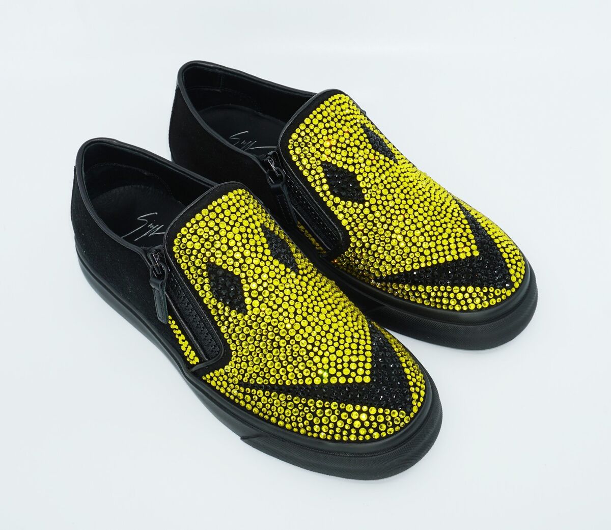 Giuseppe Zanotti Embellished Double Zip Smiley Sneakers,Nero Giuseppe Zanotti Embellished Double Zip Smiley Sneakers,Nero