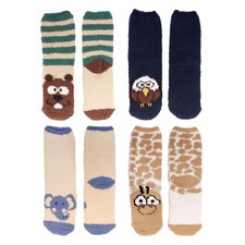 Women's Super Soft Warm Microfiber Fuzzy Cozy Fluffy Cute Animal Socks, 4 Pairs