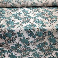Fabric Sold By Yard Teal Floral Brocade Gold Metallic Jacquard Prom Bridal Dress
