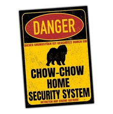 Chow Chow Kanton Dog Schild Danger Security System Türschild Hundeschild Warnsch