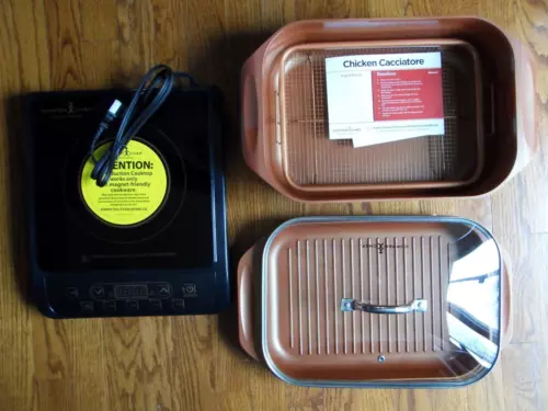 Copper Chef Cookware Set - Never Used , 2 pans ,Lid , basket and cooktop