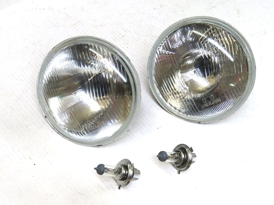 Par de faros de 7 pulgadas con bombillas Jaguar Austin Healey Triumph Morgan Foto 2 de 4