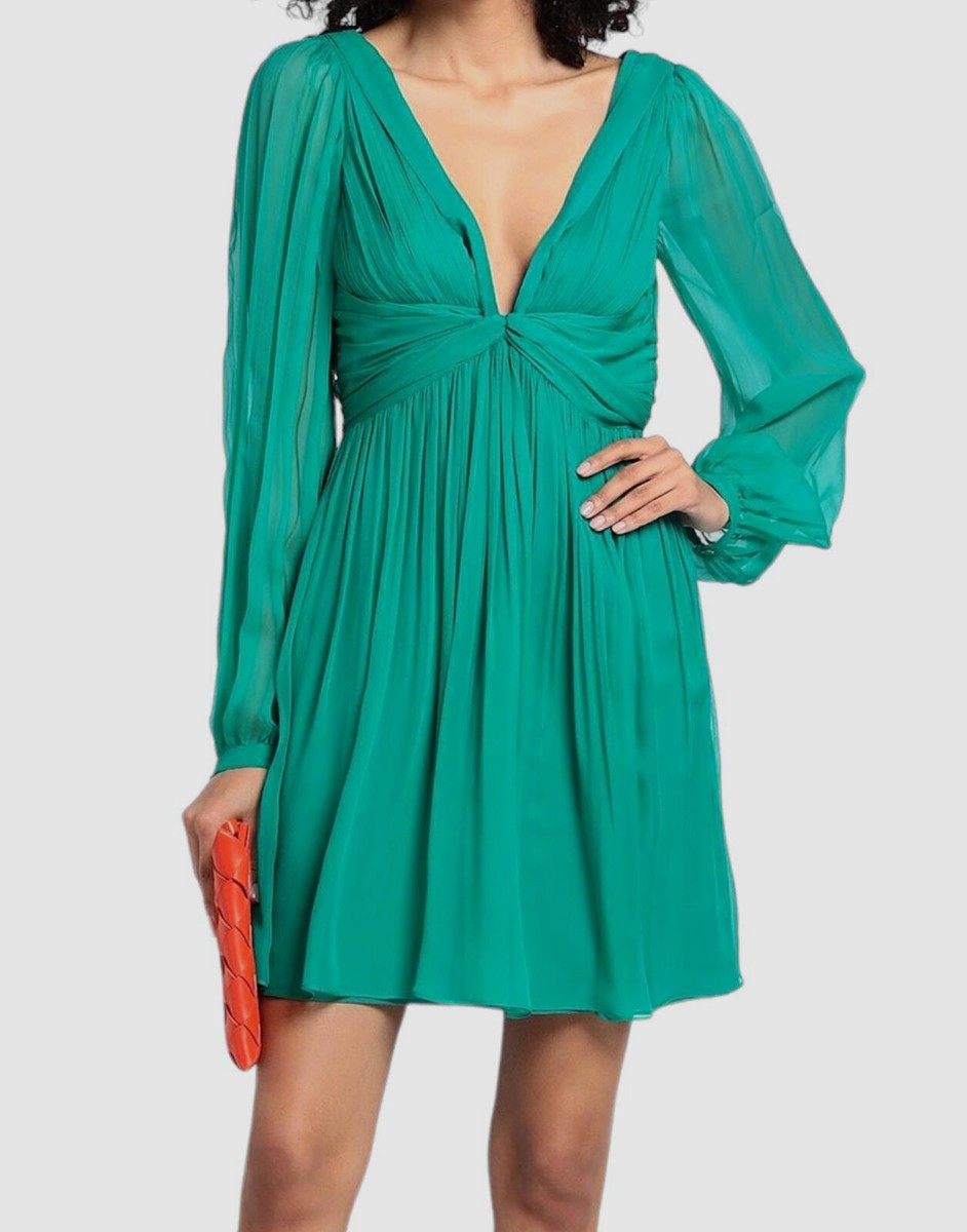 alberta ferretti green dress Alberta Ferretti Teal Green Silk Dress main image 1