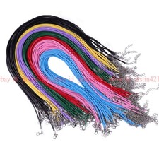 10pcs Multicolor Leather Wax Necklace Cord DIY String Rope Lobster Clasp 18"