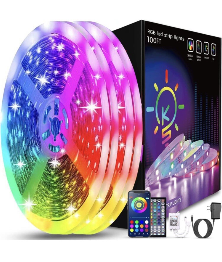 Led Strip Lights 100 ft (2 Rolls of 50ft) Bluetooth Smart App RGB 5050 Color Rem-image