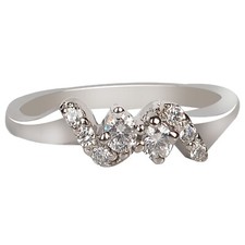 Solid 14KT White Gold 0.25Ct D/VVS1 Round Shape Women's Anniversary Ring