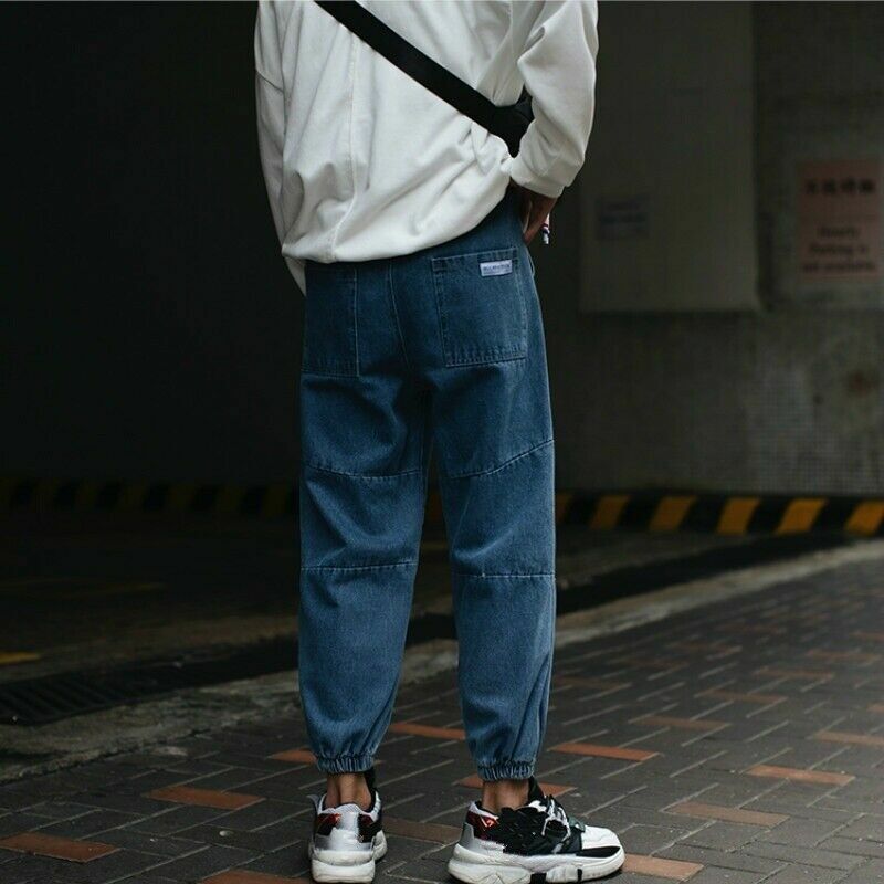 Men Denim Harem Pants Casual Trousers Japanese Jeans Cargo Men Denim Harem Pants Casual Trousers Japanese Jeans Cargo