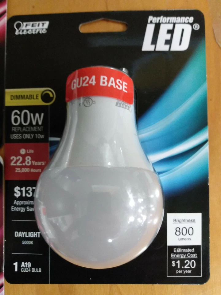 3pk - FEIT Electric 9.9 watts A19 LED Bulb 800 lumens GU24 A-Line 60 Watt - New - Image 2 of 4