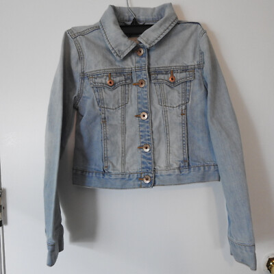 Aeropostale p.s. ps Denim Crop Jacket Child 10 Distressed Jean Blue Light Wash