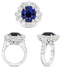 ESTATE 13.06CT DIAMOND & AAA SAPPHIRE PLATINUM OVAL & ROUND PRINCESS DIANA RING