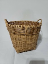 Vintage Bamboo Wicker Basket 10Hx10W with handles easter
