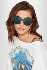 NEW - ILLESTEVA 'BOCA MASK' Silver/Gold-Tone C3 CAT-EYE MIRRORED SUNGLASSES