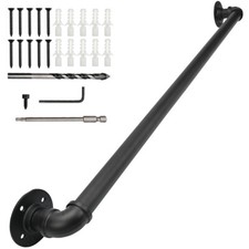 Black Handrail Stair Rail Grab Balustrade Iron Staircase Banister Pipe 100-300CM